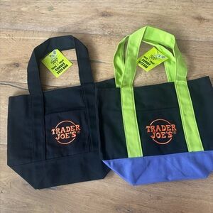 Trader Joe's Black and Purple mini Canvas Tote Bags limited edition Halloween